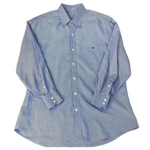 J. Hilburn Casual Long Sleeve Button Down Dress Shirt Size XL Houndstooth Blue